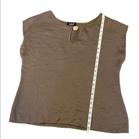 BELLINA Taupe Lightweight Cap Sleeve Gem Detail Dressy Top L - Picture 6 of 7